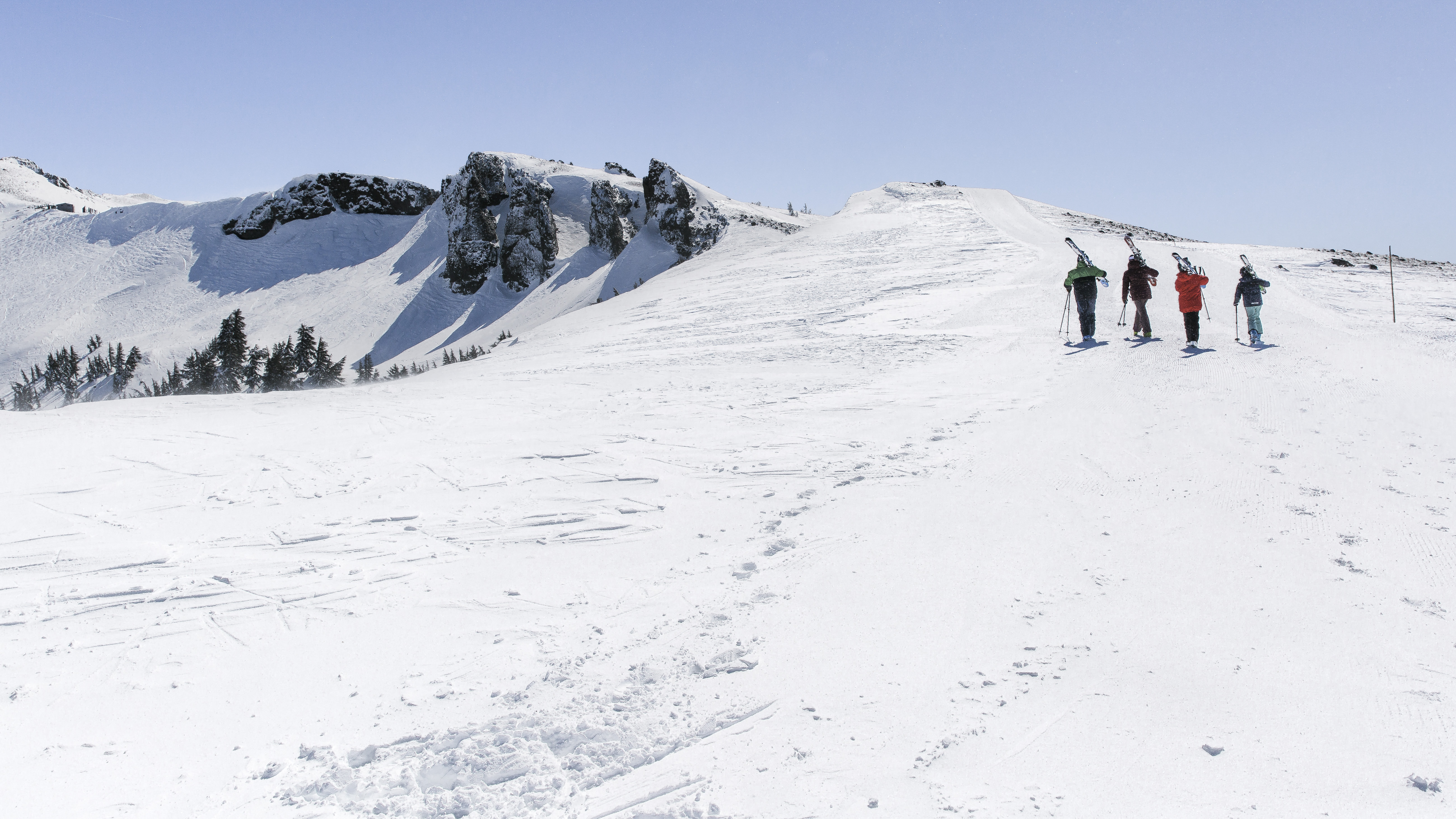 Family skiing in Kirkwood, CA.